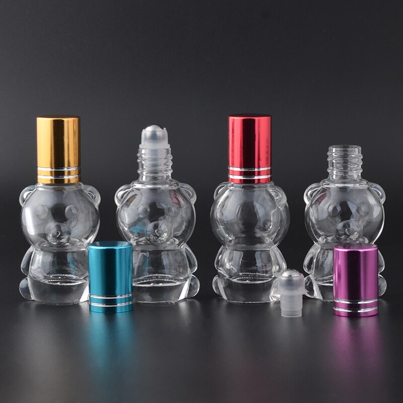 Mub-8 Ml Beer Mini Staal Bal Fles Lege Hervulbare Roll On Fles Voor Etherische Olie Reizen Transparant Glas parfum Fles