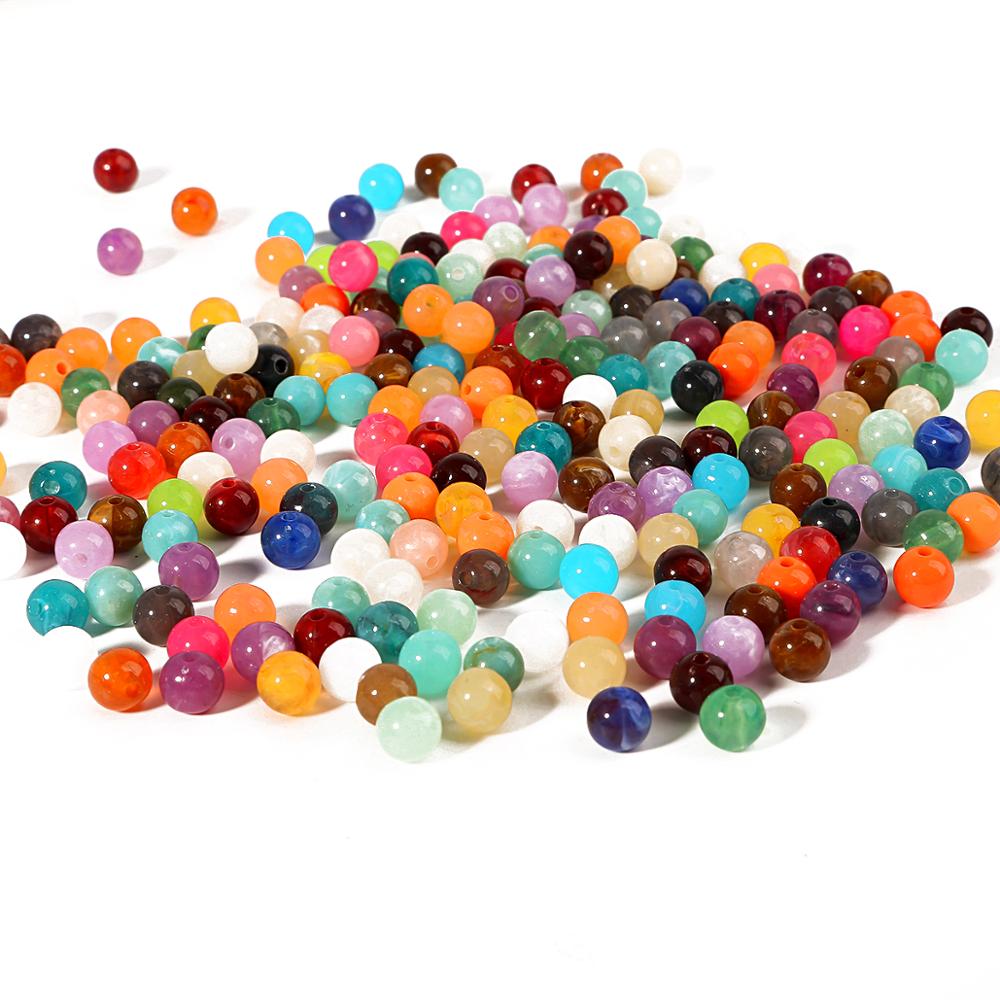 100pcs 6mm Acrylic Clouds Beads Effect Round BEADS Spacer Loose Beads For Jewelry Making Accessories DIY Bracelet Necklace