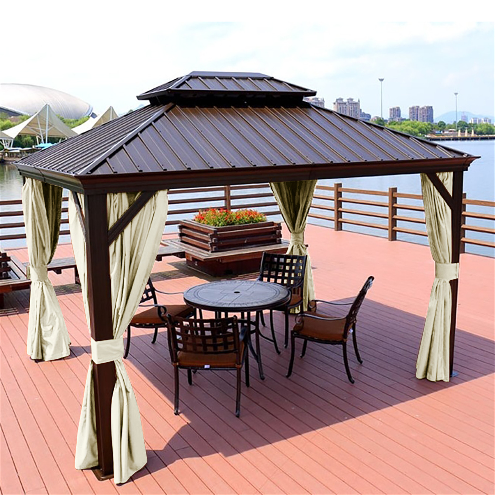 Cortinas opacas de tela de poliéster para exteriores, cortinas sólidas a prueba de agua para ventana de cocina, dormitorio y sala de estar