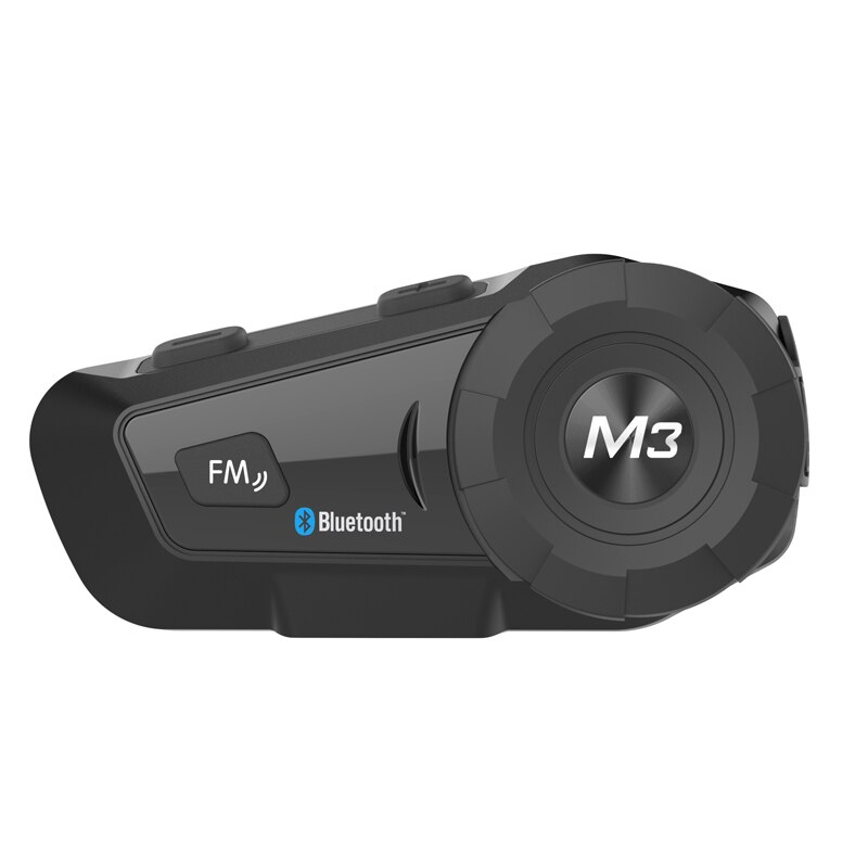 Mornystar M3 Plus Bluetooth Motorcycle Helmet Intercom FM Interphone Headset+Soft Microphone for Full Face Helmet: Black