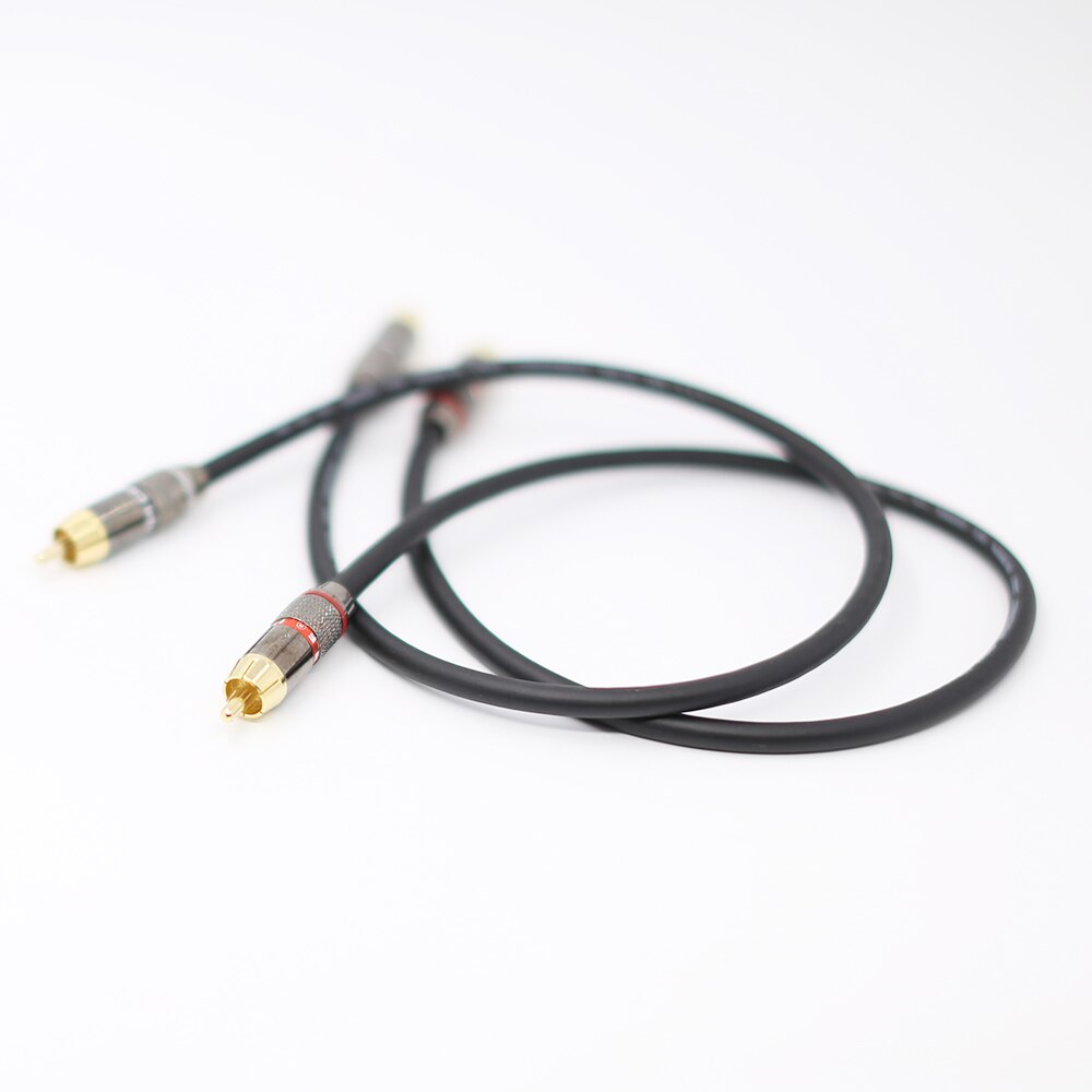 Pair RCA interconnect cable hifi audio signal wire with 24K Gold plated HI End RCA Connector