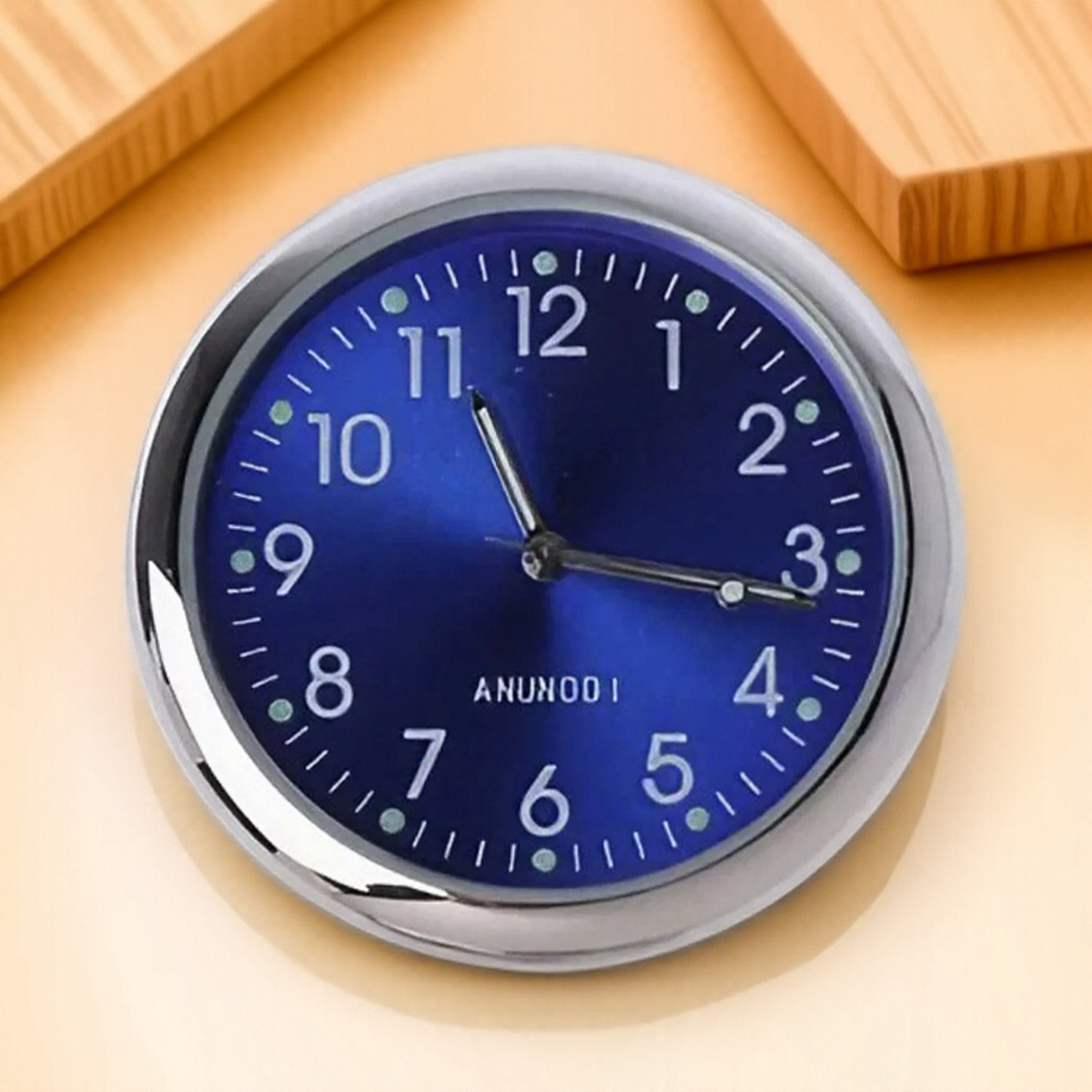 Horloge ronde universelle pour voiture, bâton sur tableau de bord LED, décoration pour SUV et accessoires d'intérieur de véhicule: Bleu