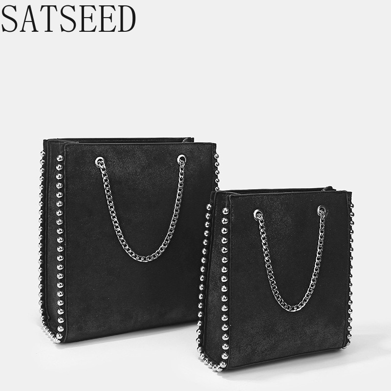 Autumn and Winter Rivet Decoration Shopping Bag Tote Handbags Casual Shoulder Bag Chain Portable Large Bag