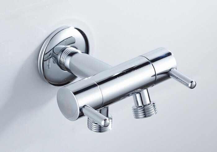 Brass single inlet double outlet double control bidet valve Bathroom Accessories Three way Angle Valve BD234