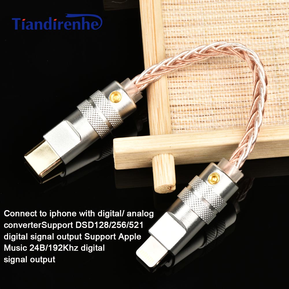 Tiandirenhe upgrad HiFi OTG Cable ios to Type-C copper silver cable for i Phone15 12 13 14 Pro Max 11 Android