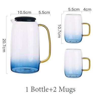 Glass Kettle Set Household Heat-resistant and High-temperature Explosion-proof Cooler Large Capacity Cold Water Teapot: 3PCS SET