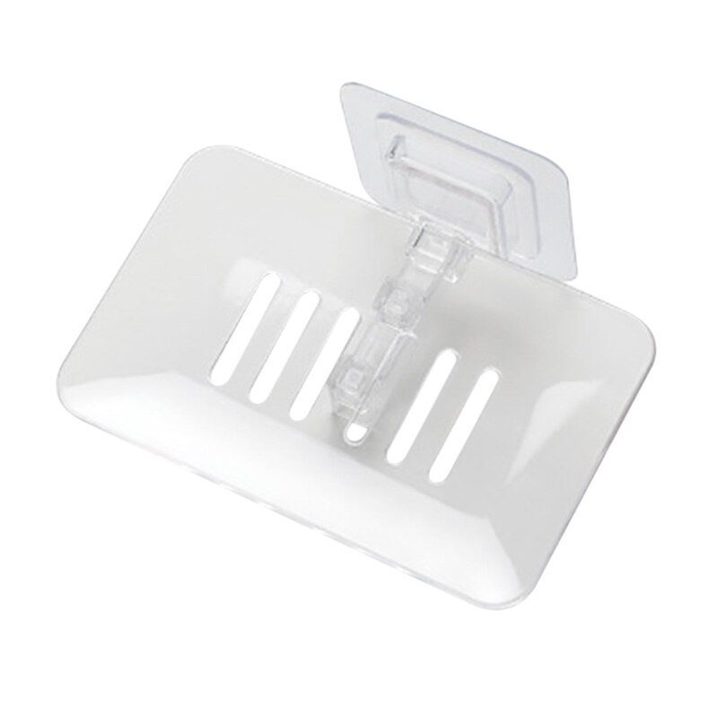 Zeep Rack Geen Boren Wall Mounted Dubbele Laag Zeep Houder Zeep Spons Zeepbakje Badkamer Accessoires Zeepbakjes Zelfklevende: WHITE