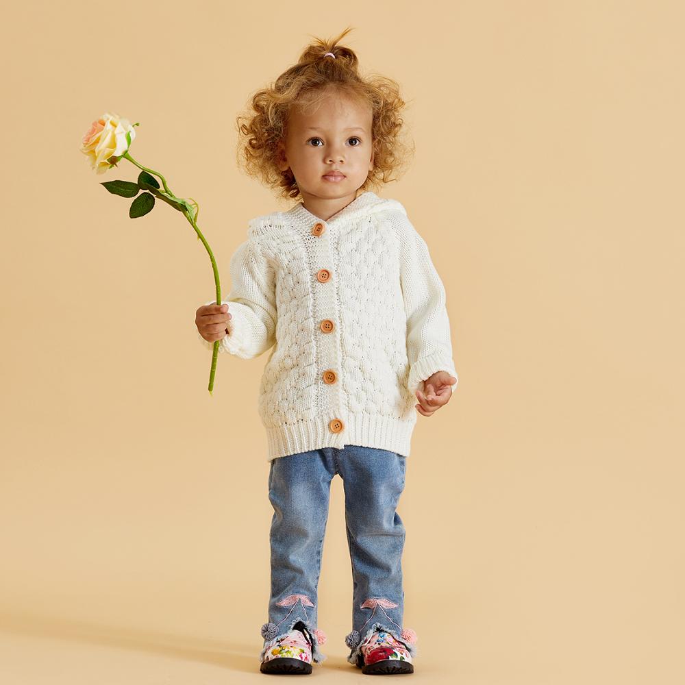 Patpat Lente En Herfst Baby Jongen Meisje Schattige Pompon Herten Effen Gebreide Jas Peuter Jassen Kleding