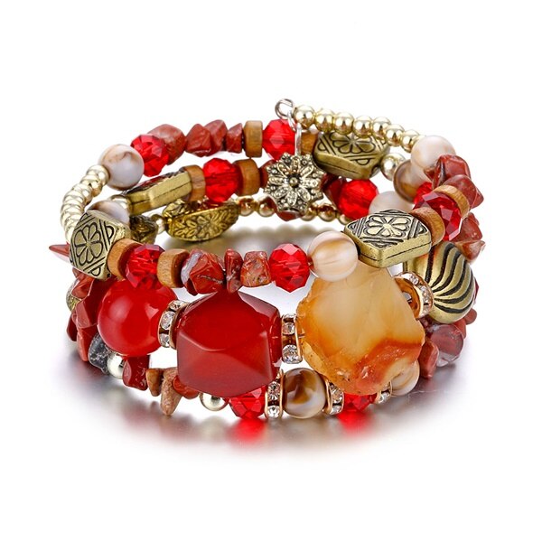 Ifmia Boho Multilayer Resin Stone Armband & Bangles Vrouw Vintage Lange Manchet Armbanden Voor Vrouwen Pulseras Etnische Sieraden: IF11000259-5