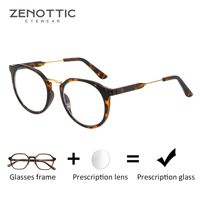 ZENOTTIC Anti Blue Ray Radiation Computer Glasses Optical Blue Light Blocking Lens For Women Men Round Goggles Spectacle Frame