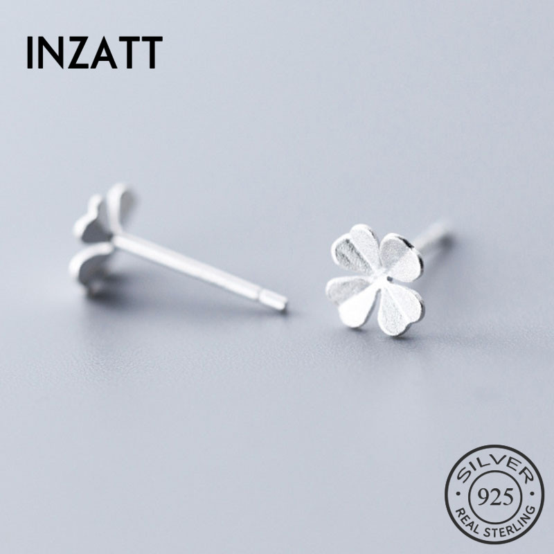 INZATT-pendientes de tuerca de flor minimalista para mujer, Plata de Ley 925 auténtica, pieza de cumpleaños, accesorios de joyería delicada