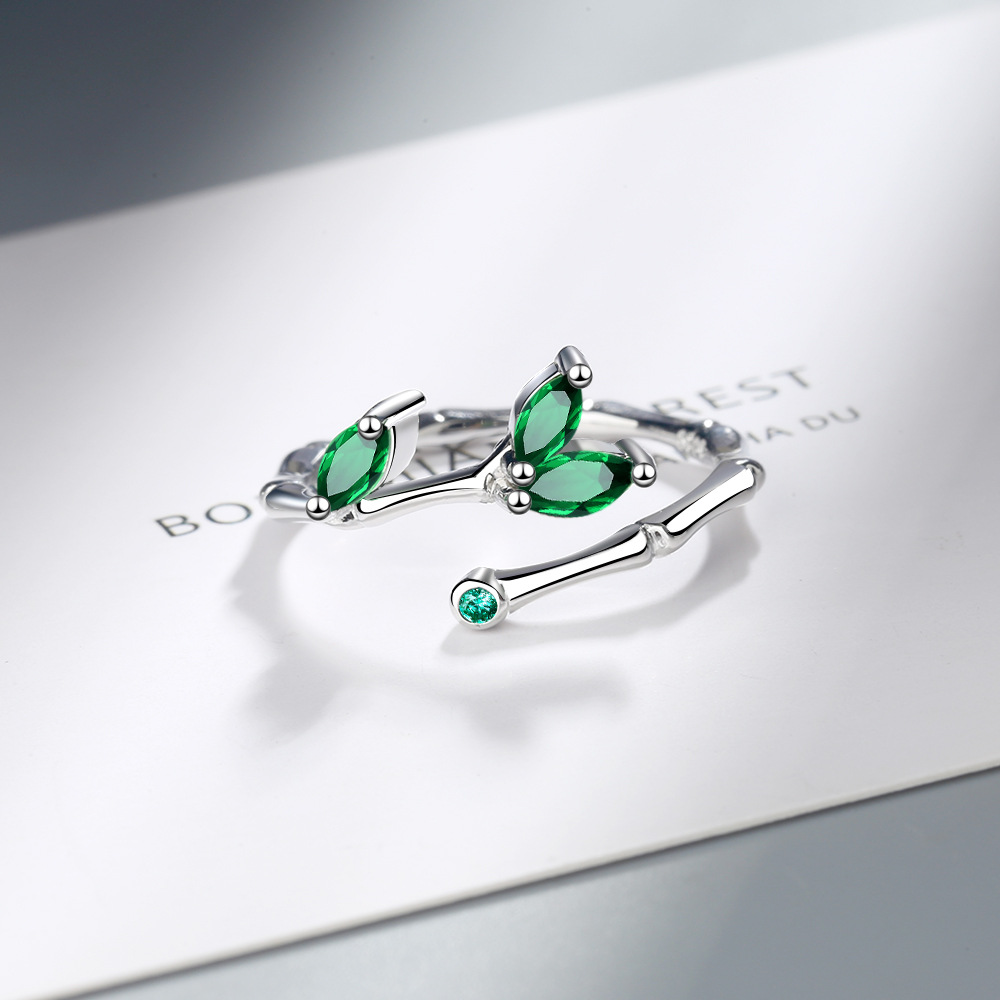 Anelli a foglia verde con ramoscello in argento sterling 925 per le donne Accessori per gioielli di design di lusso Gioielli GaaBou