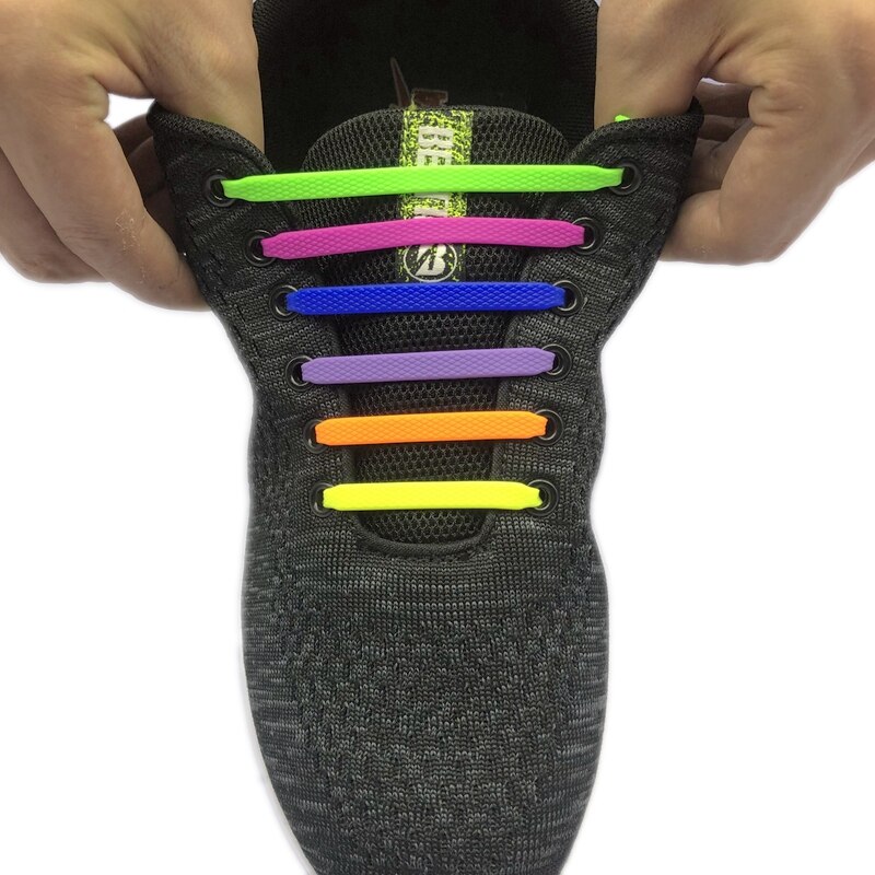 Lacets élastiques en Silicone pour baskets, sans attaches, faciles à mettre et à enlever, pour paresseux, unisexe, 12 pièces/1 ensemble