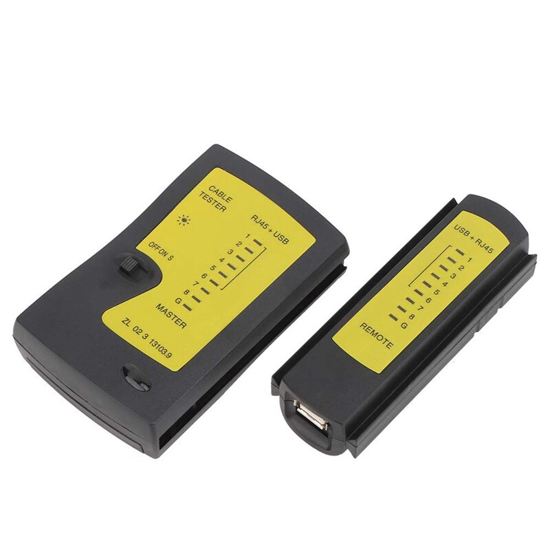 Netzwerkkabeltester mit  rj45+ usb-, ethernet- und telefonanschlüssen, multifunktions-kabeltester und leitungsfinder.