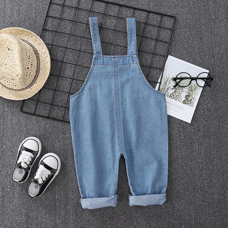 Pantalones vaqueros para niños y niñas, peto con patrón de jirafa de dibujos animados, a la , de 1 a 4 años, para verano y otoño