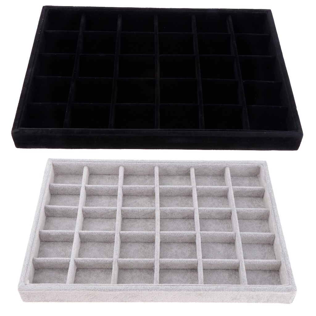 Black Grey Velvet Jewelry Display Tray Earrings Necklace Bracelet Watch Anklet Display