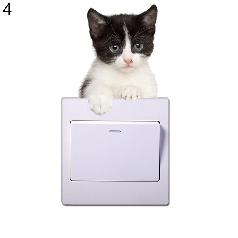 Very cute 3D Cat and Dog Switch stickers PVC Removable Wall Sticker Vinyl for Bedroom living room Home Decor Decals Socket paste: 4
