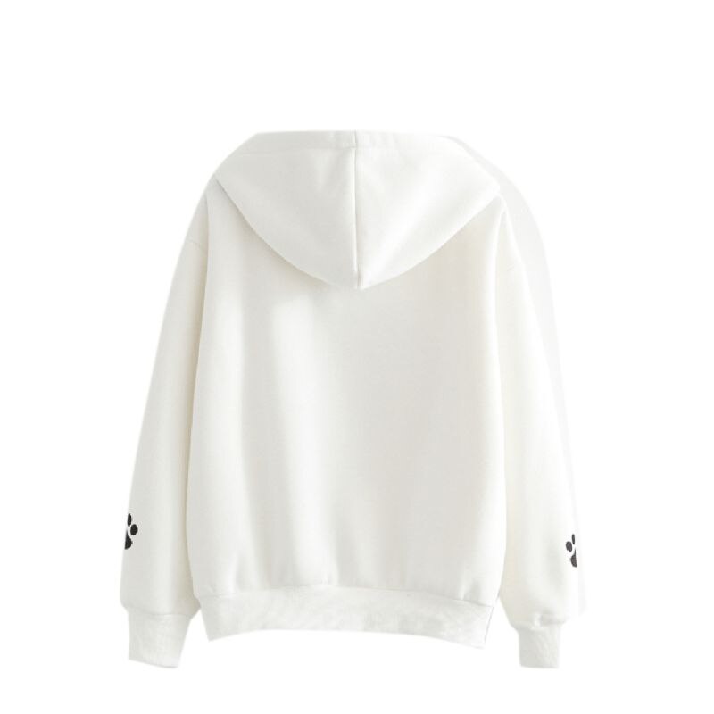 Sport söt katt jacka sweatshirt basket hoodie plus sammet dam enfärgad långärmad jacka sudadera deportiva mujer