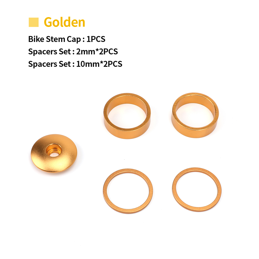 Mtb Fiets Stuurpen Top Cap Headset Spacers Kit Aluminium Vork Ring Spacer 28.6Mm 2Mm 5Mm 10Mm fiets Headset Deksel: gold cap kit