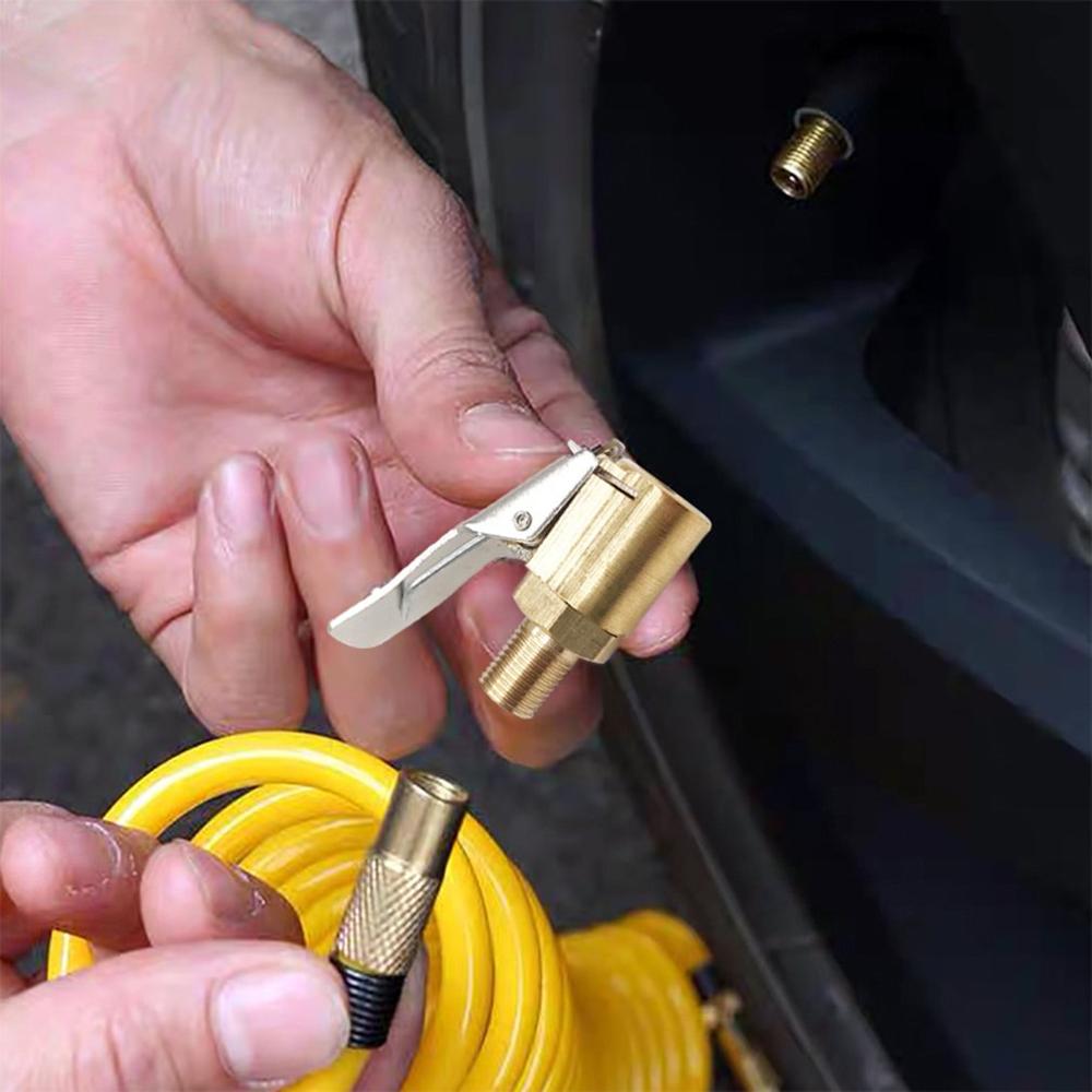 Inflatable Pump Fast Clip Tire Inflator Pure Copper Inflatable Chuck Threaded Tire Valve Connector Adapter