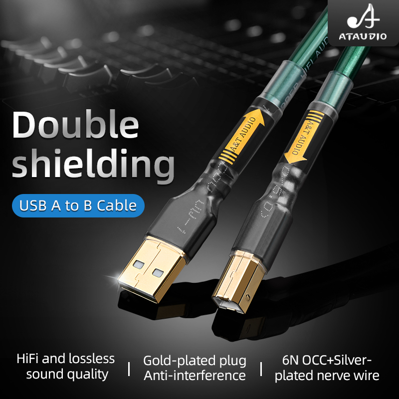 Posrebrzany kabel USB Hifi wysokiej jakości kabel 6N OCC A-B C-B typ DAC dekodujący kabel do transmisji danych kabel USB