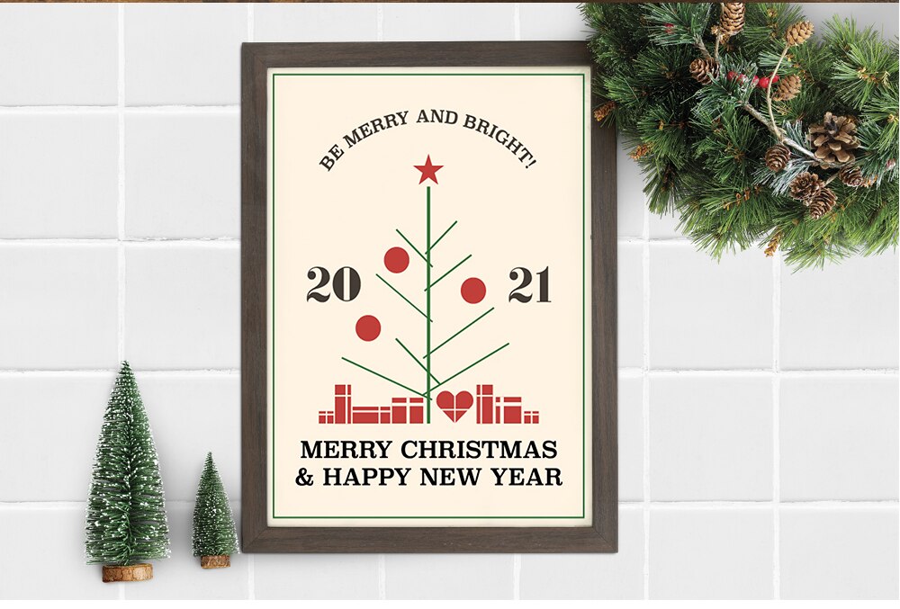 Glædelig år juletræ plakater sjove julelementer trukket glædelig jul festival husstandsindretning