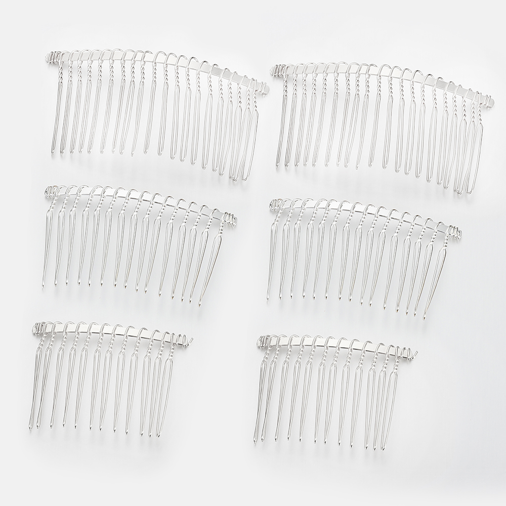 10 Uds. De peineta para el pelo con dientes de Color plateado de 12/15/20mm, horquilla para fabricación de joyas, peines para el pelo para novia, accesorios de boda DIY