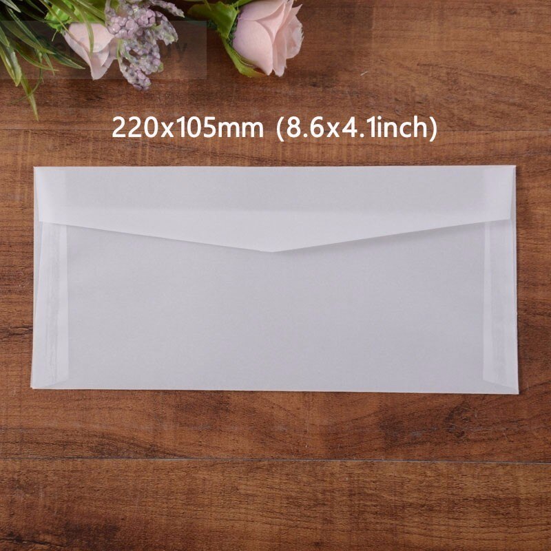 50pcs Translucent Blank White Parchment Paper Envelope Postcards Invitations Cover Envelopes: 220x105mm