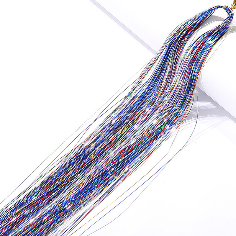 Extensions de cheveux en soie arc-en-ciel, 1 sac, guirlandes scintillantes, accessoires de fête pour filles, couvre-chef de tressage: H