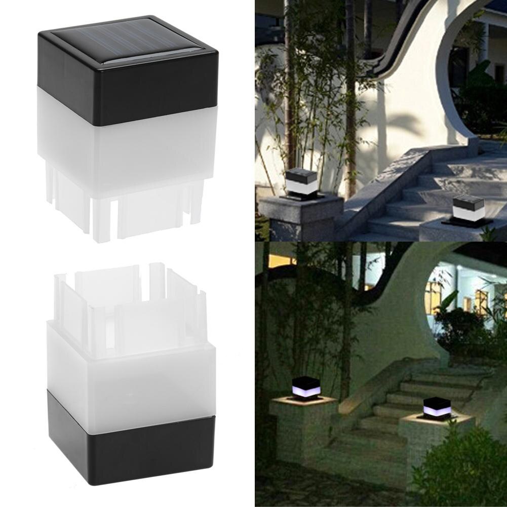 Outdoor Zonne-energie Hek Post Zwembad Led Vierkante Licht Tuin Pathway Lamp