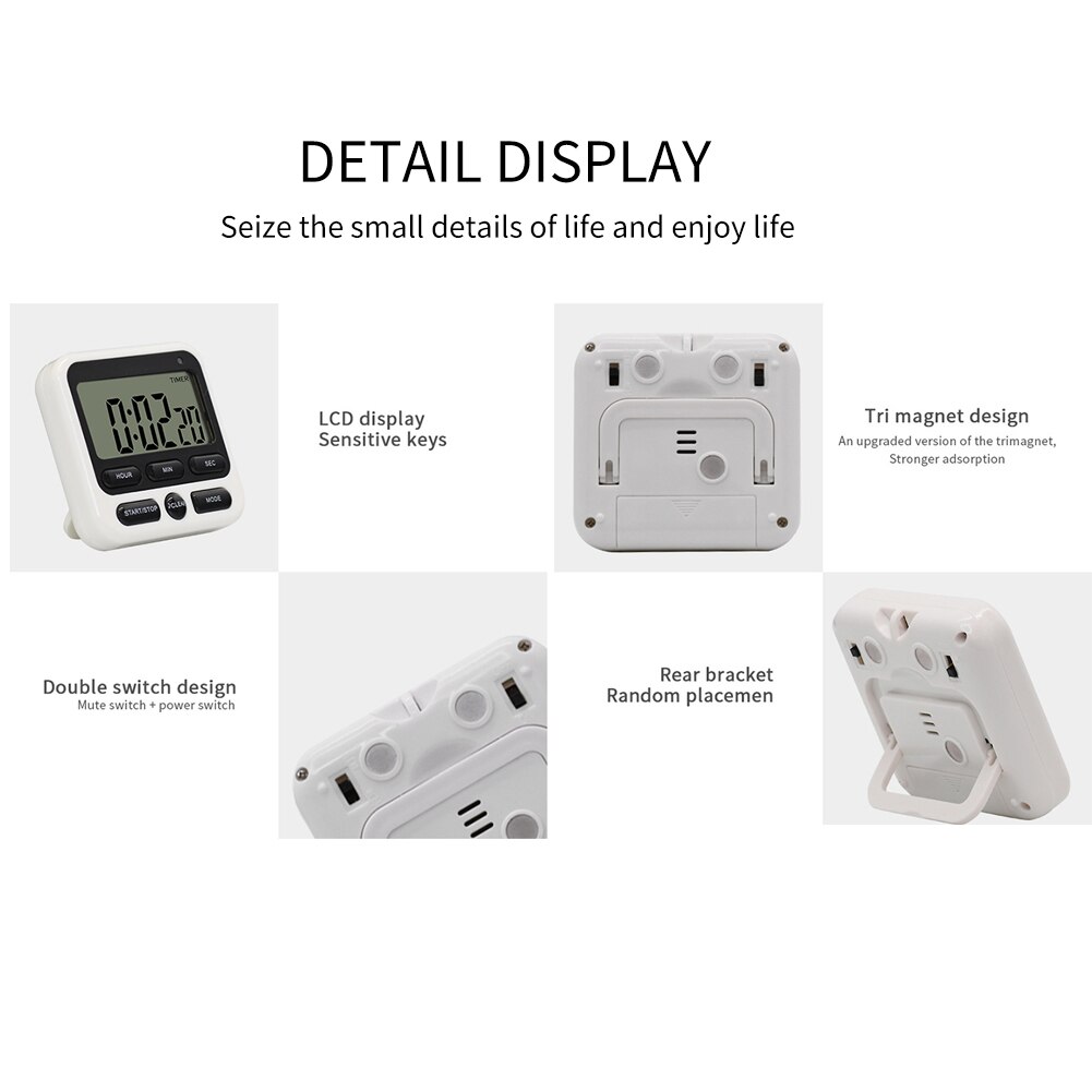 Digital Stopwatch Kitchen Cooking Countdown Timer Alarm Clock Reminder Easy To Place Multifunctional Home Digital Timer Tools