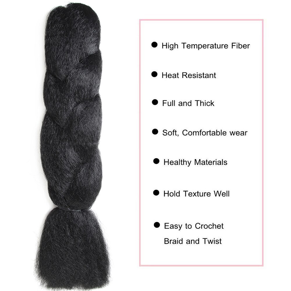 Jumbo Braid Hair Black Braiding Hair Synthetic Braid Fibre SOKU Pure Color Long Braiding Hair Extensions For African Women