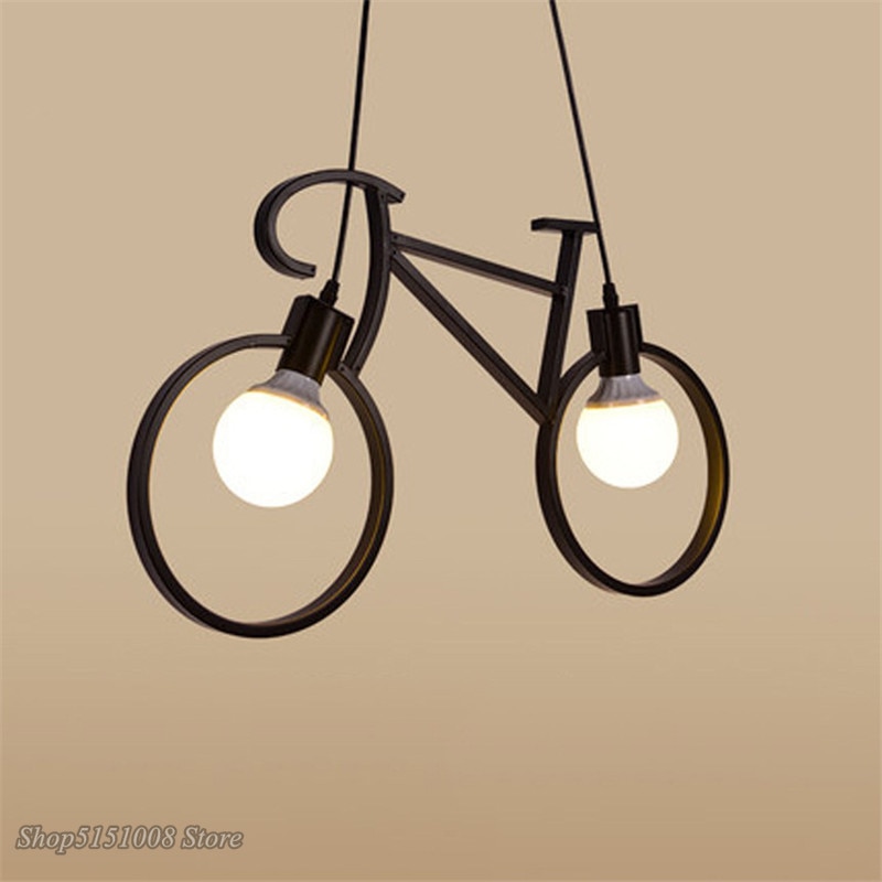 Retro Pendant Light Iron Bicycle Pendant Lamp Living Room Simple Restaurant Bar Industrial Kitchen Hanging Lamps