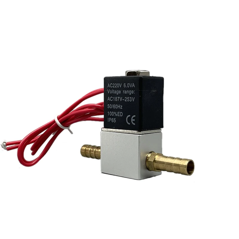 Électrovanne électrique pneumatique 12V 24V 220V, 2 positions, 2 ports, vanne magnétique d'air normalement fermée, connexion de tuyau 6mm 8mm