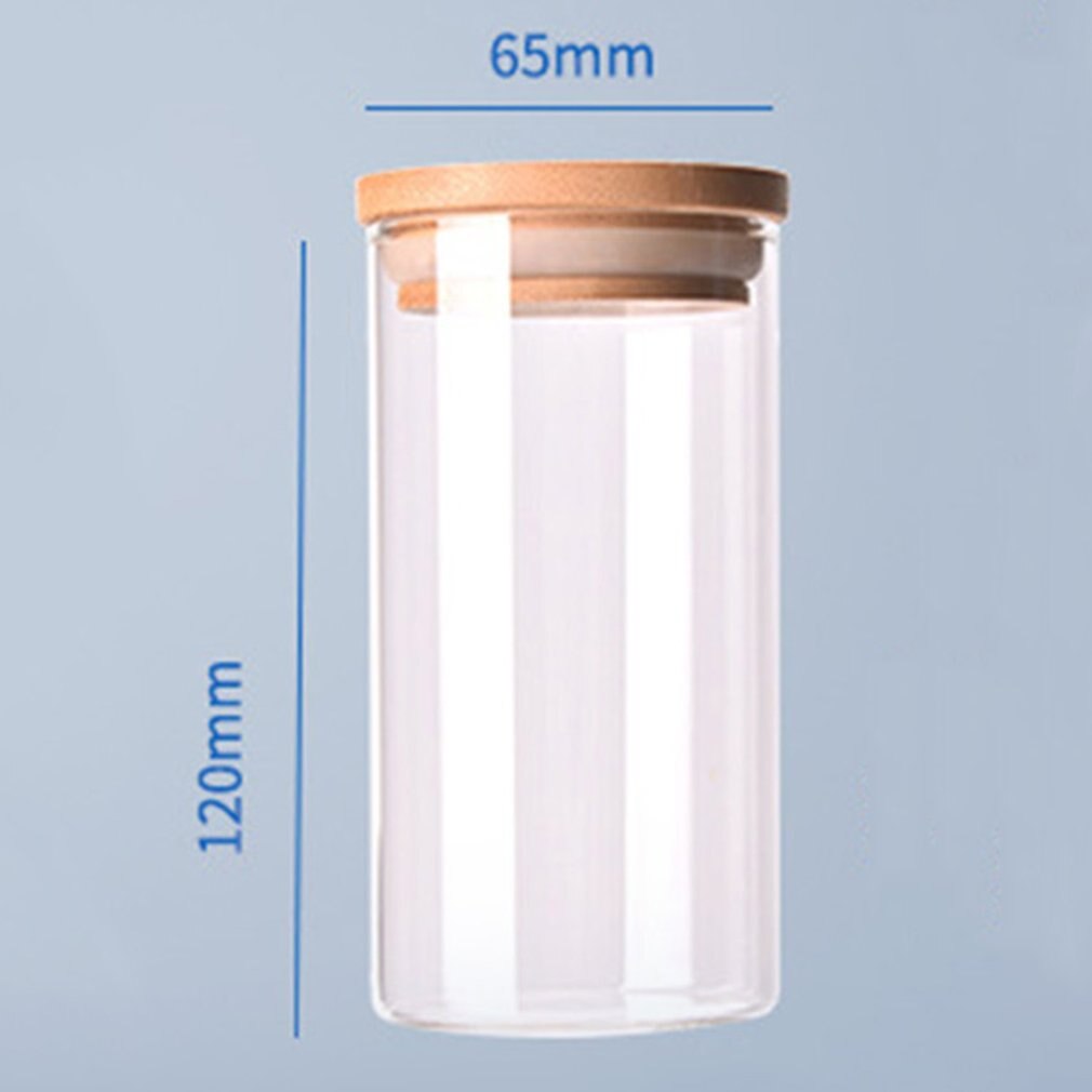 Gennemsigtig højborosilikatglas køkken opbevaringsflaske butik mad ingrediens slik kiks opbevaring krukke organisation: 65 x 120 mm
