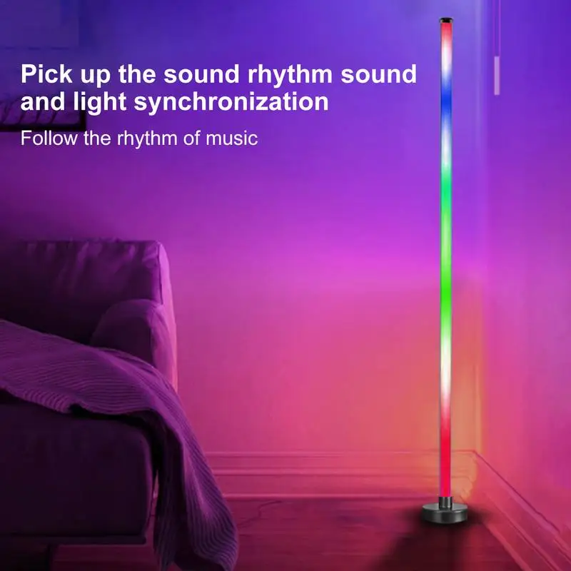 Rgb-gulvlampe moderne gulvlampe musiksynkronisering 10w stående gulvlampe stemningsbelysning med app-fjernbetjening til soveværelser stue