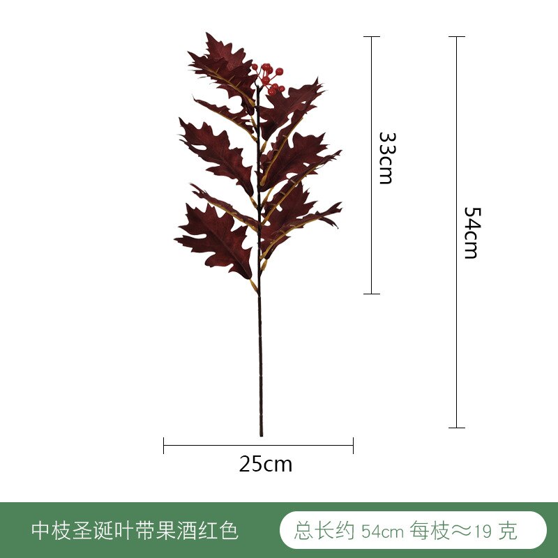 Artificial Plant Red Leaves Christmas Leaf Red Single Bottle Flower Arrangement Wedding Home Decoration Leaf: Red