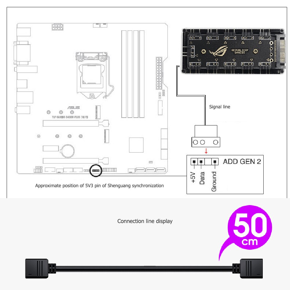 10 Ports RGB Fan HUB PC Desktop SATA Power 5V 3PIN ARGB Extension Splitter