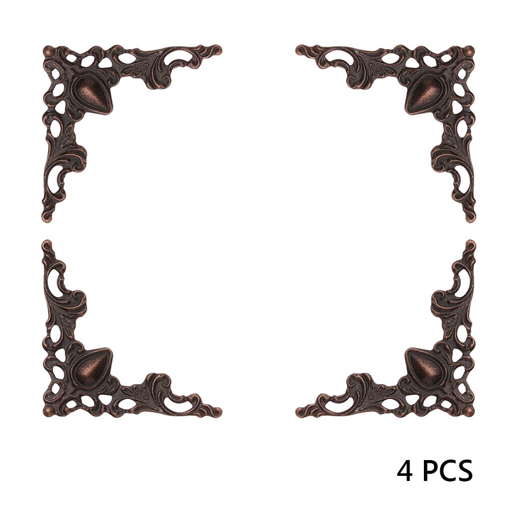 4Stck Metall Ecken Antike Gold Bronze- Für Buch Foto Möbel Kasten Ecke Stück Dekorative Protektoren Metall Handwerk DIY Ornament: rot Bronze-