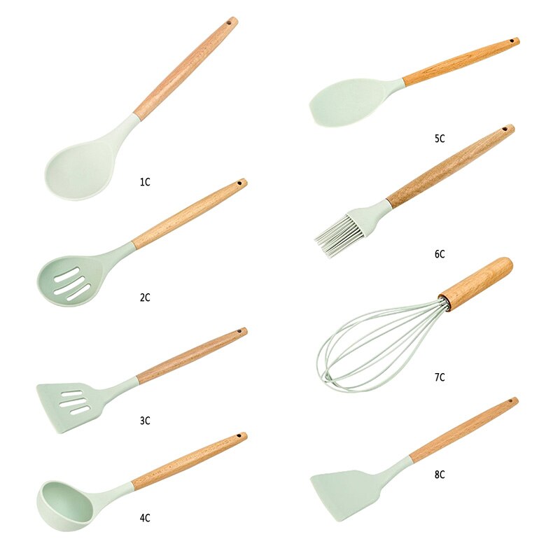 Ustensiles de cuisine ustensiles de cuisine en silicone spatule antiadhésive pelle manche en bois ustensiles de cuisine accessoires de cuisine
