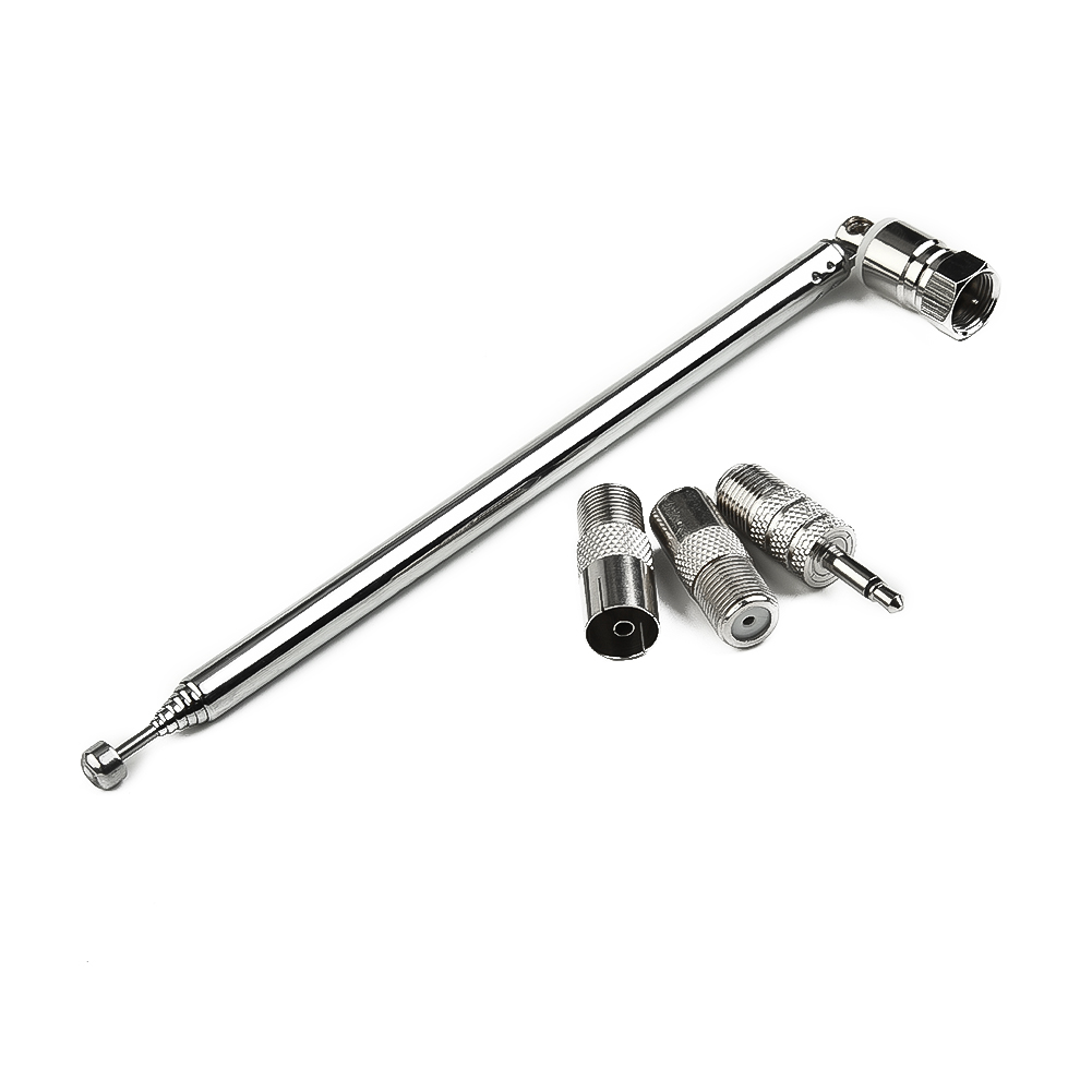 Antenne Radio Télescopique DAB FM, Adaptateur Aérien, Récepteur AV HiFi, Mini Système 75cm avec Connecteur F-Mâle + 3 Cavités