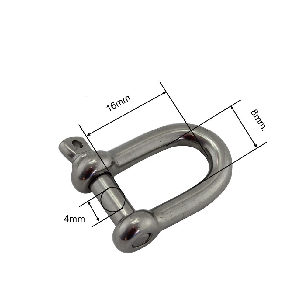 5 st 304 rostfritt stål d-schackel med skruvstift 4mm 5mm 6mm 8mm rostfritt stål skruvstift ankare d-schackel för armband: 4mm