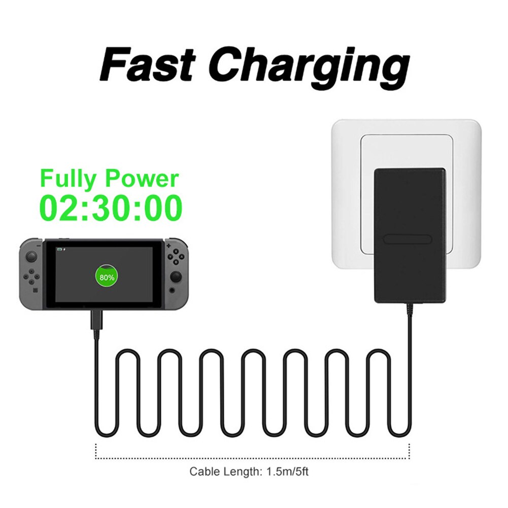 Eu/us stik ac adapter oplader til nintendo switch ns spilkonsol væg rejse hjem 5v 2.6a hurtig opladning usb type c strømforsyning