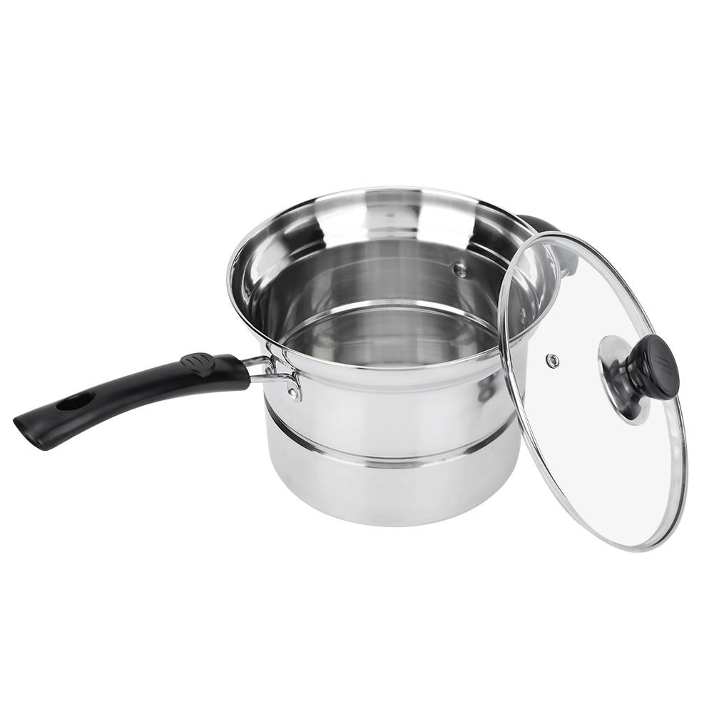 201 Stainless Steel Nonmagnetic Non-stick Stockpot Cookware with Glass Lid Milk pot