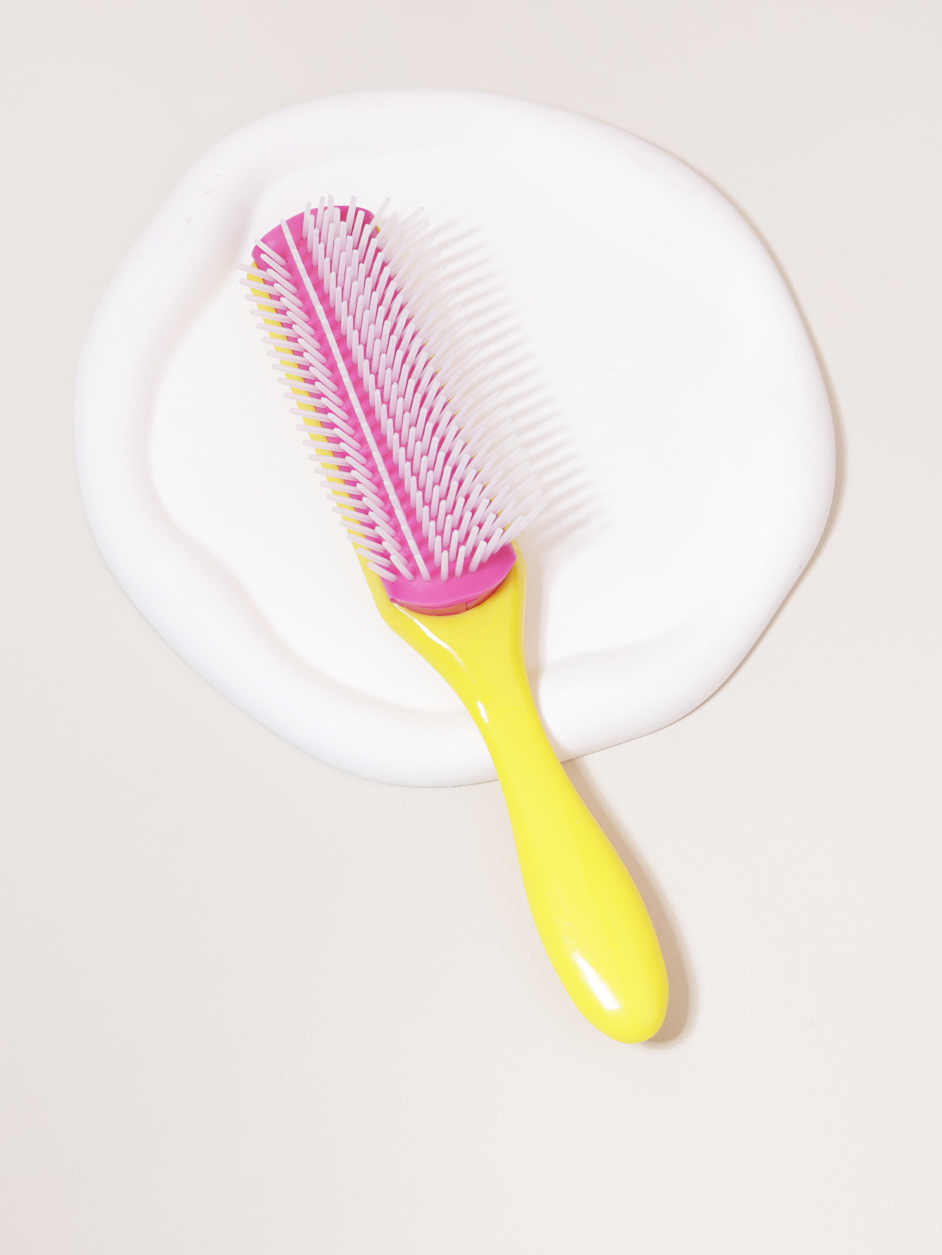 Cepillo de peinado clásico de 9 filas y 5 filas, cabello rizado y liso, cabello grueso natural, separación de soplado, herramienta de modelado y peinado: YELLOW
