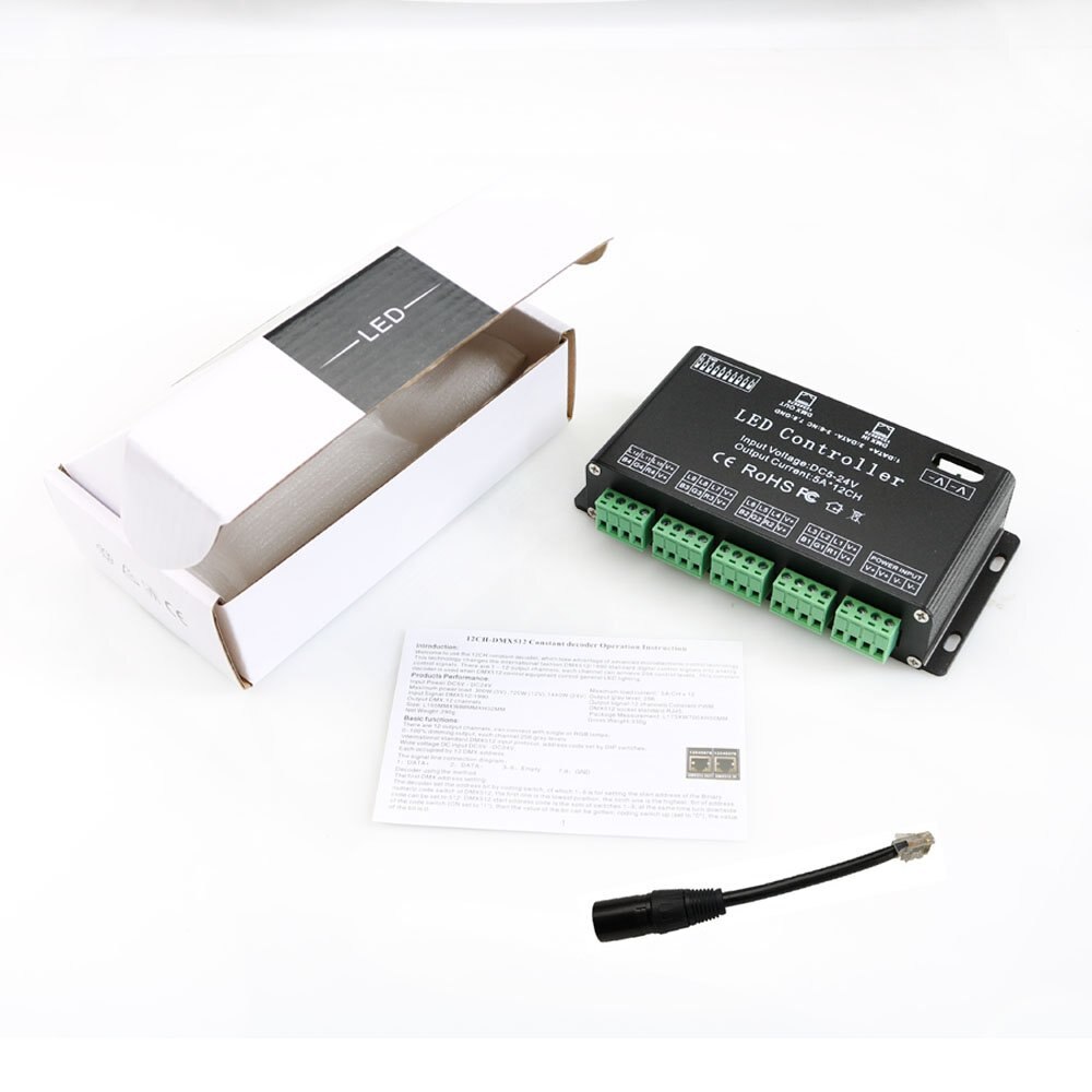 High Power 12 Channel 5A/CH Dmx Led Controller Led DMX 512 Decoder Dimmer Driver DC5V-24V for led rgb strip or lights ST169