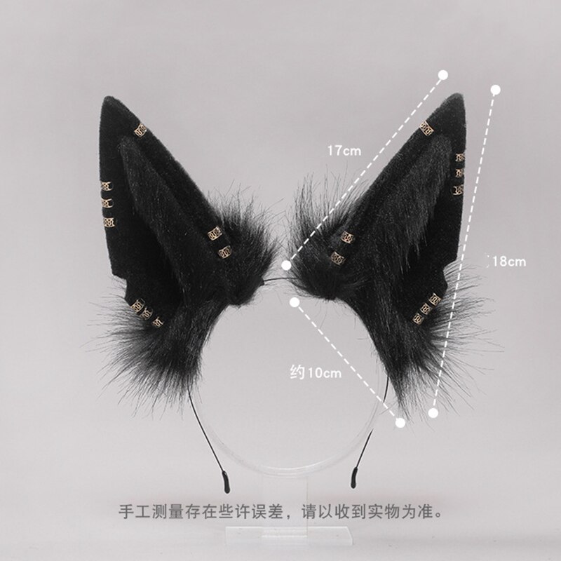 Uszy cosplay Wykonany ręcznie pluszowy pałąk bestia Anubis wilk kot placki uszy nakrycia głowy Halloween