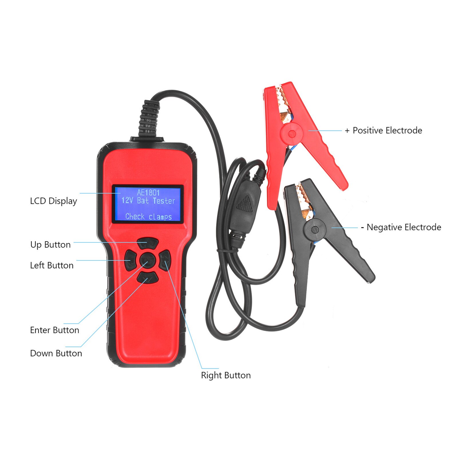 Weishuo Accutester voor de auto, 6 V, 8 V, 12 V, spanningstester met voltmeter en tang, belastingmeter voor auto, dynamo voor bestelwagen, boot, vrachtwagen, SUV, motorfiets, camper Weishuo Accutester voor de auto, 6 V, 8 V, 12 V, spanningstester met voltmeter en tang, belastingmeter voor auto, dynamo voor bestelwagen, boot, vrachtwagen, SUV, motorfiets, camper