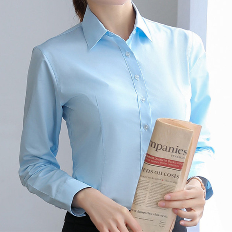Elegante Vrouwen Shirts Vrouw Wit Shirt Lange Mouw Blouse Kantoor Dame Zakelijke Roze Shirts Button Solid Vrouwen Werk Blouses Tops