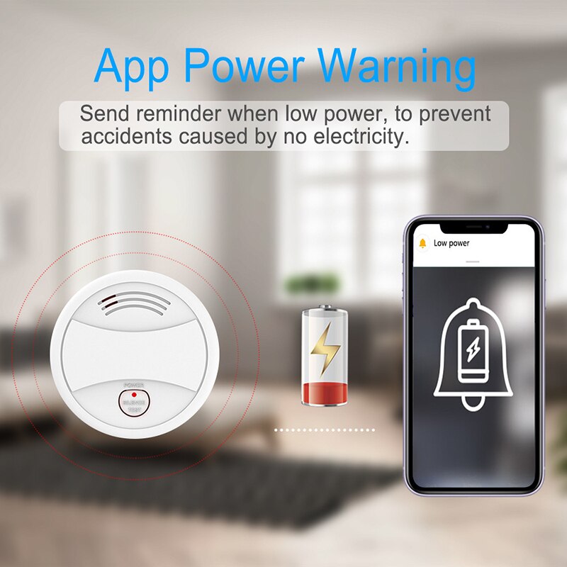 Tuya WIFI Smoke Detector Smart Smoke Alarm Home Security Alarm System Fire Alarm Smart Life Work With Google Home